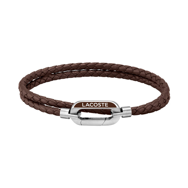 Lacoste Jewellery Stainless Steel & Brown Leather Men's Bracelet - 2040113