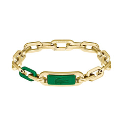 Lacoste Jewellery Gold Steel & Green Aluminum Men's Chain Bracelet - 2040370