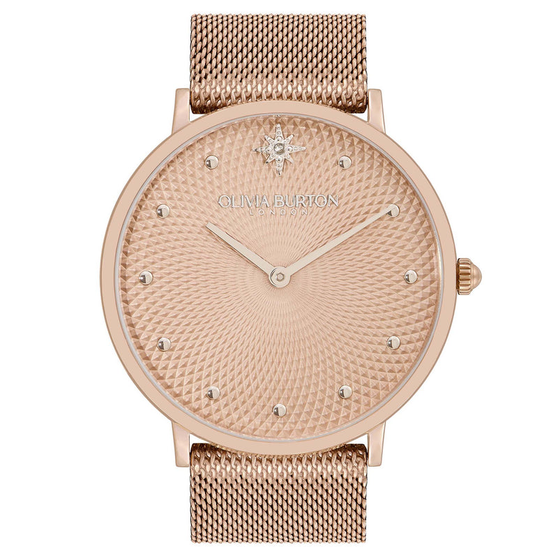 Olivia Burton Carnation Gold Steel Mesh Dial Women's Watch - 24000025