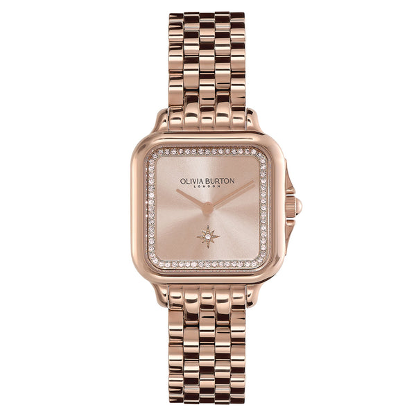 Olivia Burton Carnation Gold Steel Blush Sunray Dial Women's Watch - 24000085
