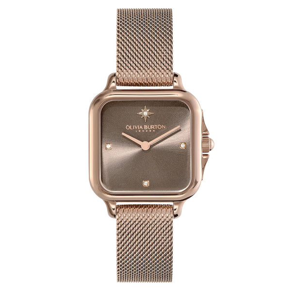 Olivia Burton Gold Steel Mesh Mushroom Dial Women's Watch - 24000088