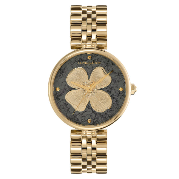 Olivia Burton Gold Steel Black Dial Women's Watch - 24000089