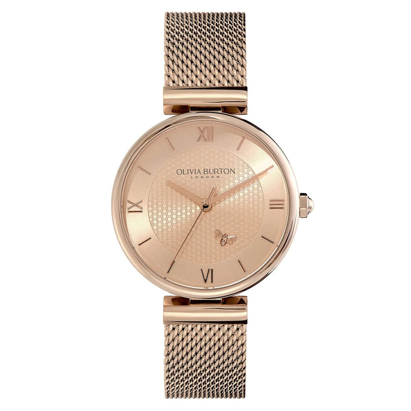 Olivia Burton Carnation Gold Steel Mesh Women's Watch - 24000097