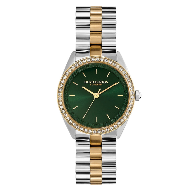 Olivia Burton Two-Tone Steel Forest Green Dial Women's Watch - 24000137