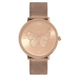 Olivia Burton Rose Gold Steel Mesh Women's Watch - 24000148