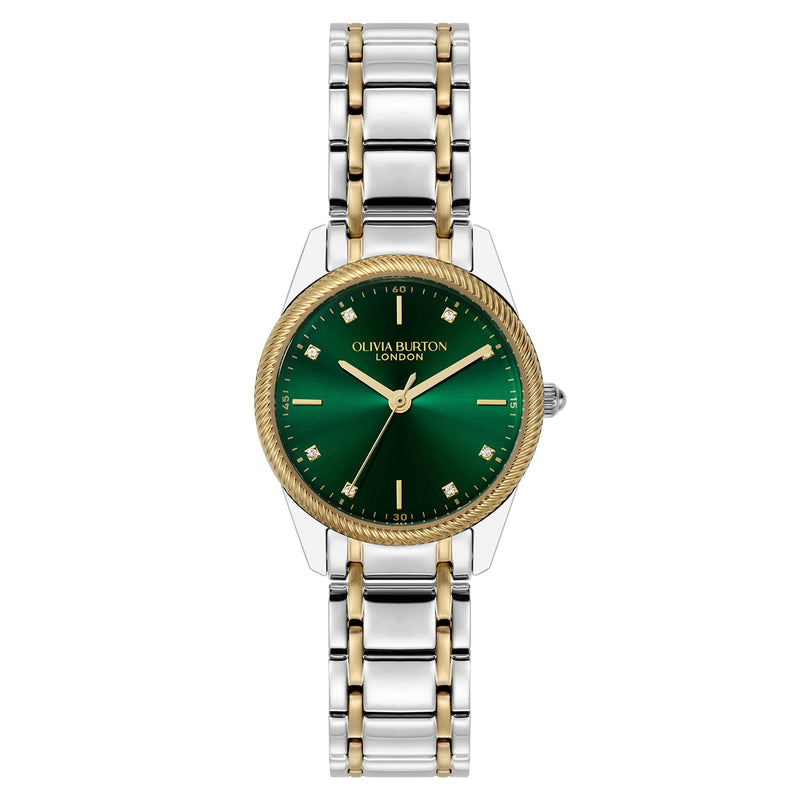 Olivia Burton Two-Tone Steel Forest Green Dial Women's Watch - 24000292