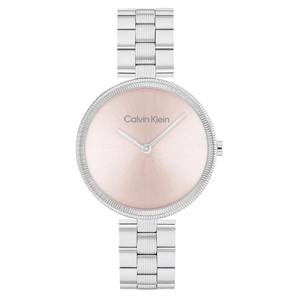 Calvin Klein Silver Steel Light Blush Dial Slim Women's Watch - 25100015