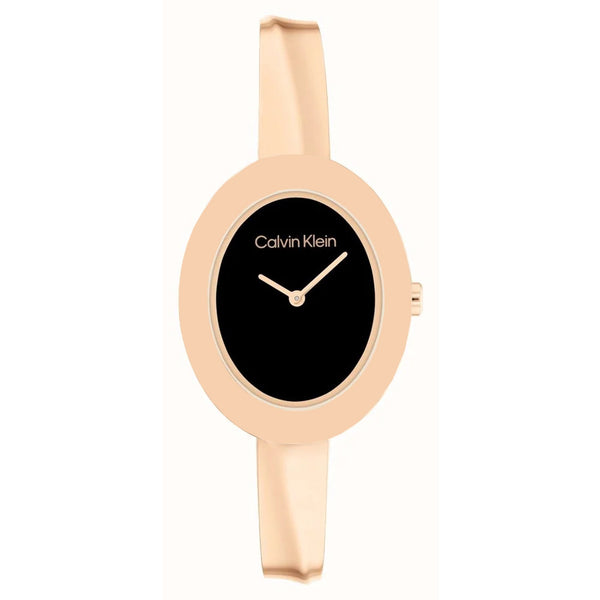 Calvin Klein Rose Gold Steel Black Dial Women's Watch - 25100057