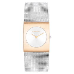 Calvin Klein Stainless Steel Mesh Silver White Dial Women's Watch - 25100063