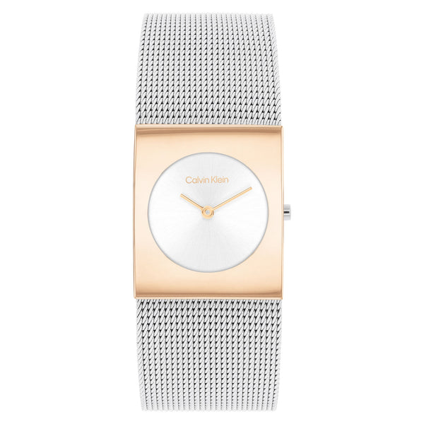 Calvin Klein Stainless Steel Mesh Silver White Dial Women's Watch - 25100063