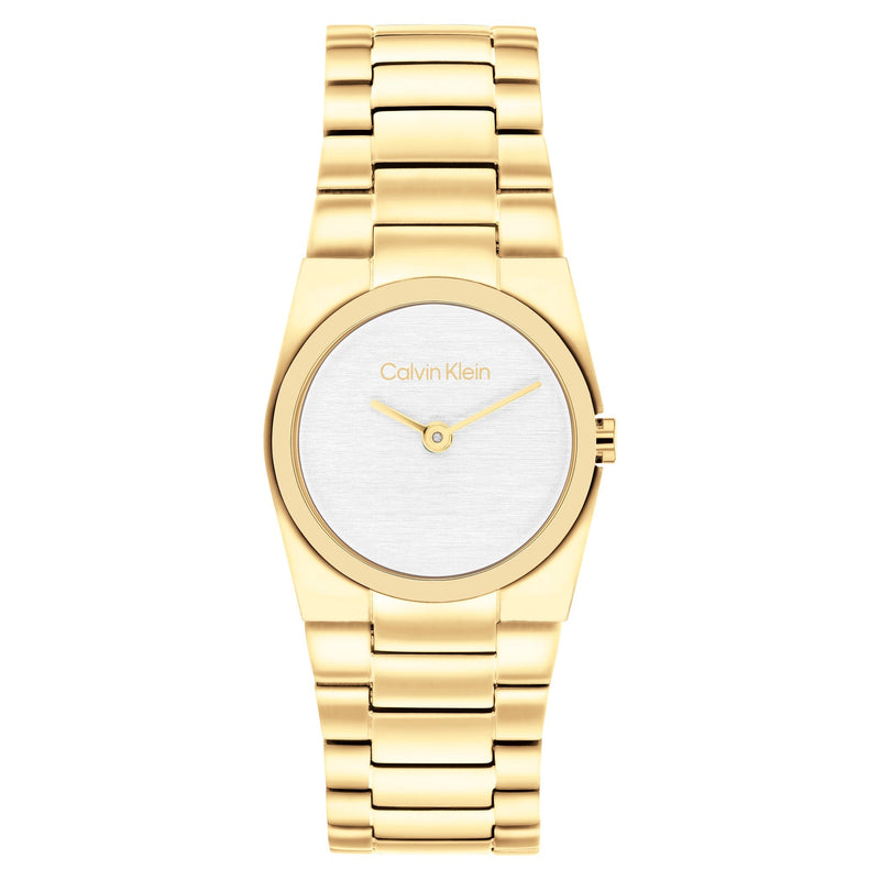 Calvin Klein Gold Steel White Dial Women's Watch - 25100122