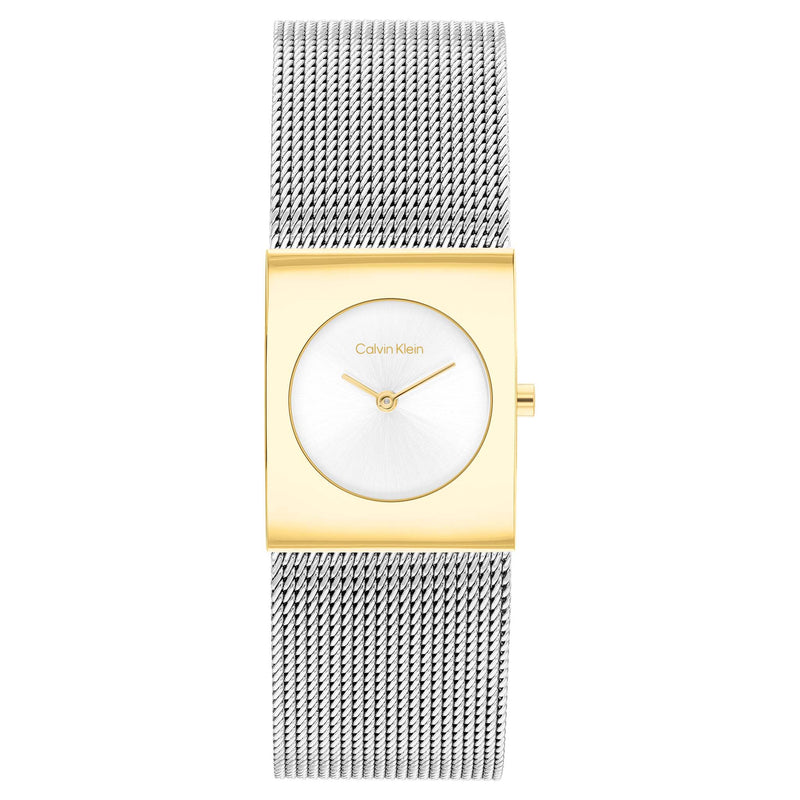 Calvin Klein Stainless Steel Mesh Silver White Dial Women's Watch - 25100139