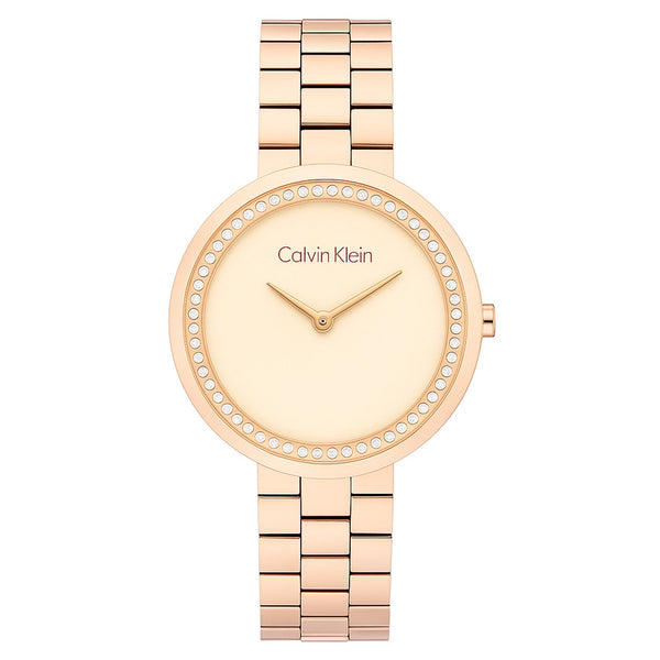 Calvin Klein Rose Gold Steel Carnation Gold Dial Women's Watch - 25100166