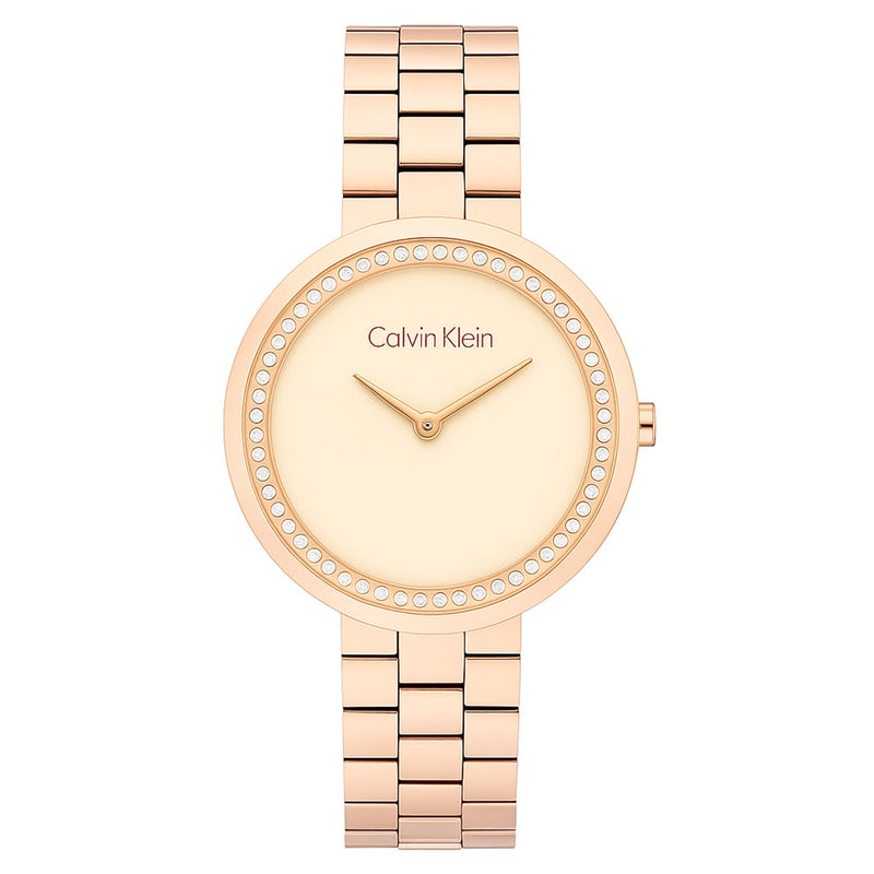 Calvin Klein Rose Gold Steel Carnation Gold Dial Women's Watch - 25100166