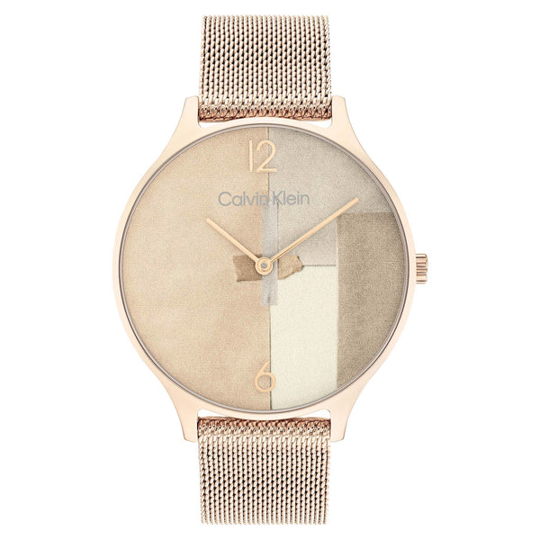 Calvin Klein Carnation Gold Mesh Multi-colour Dial Women's Watch - 25200006