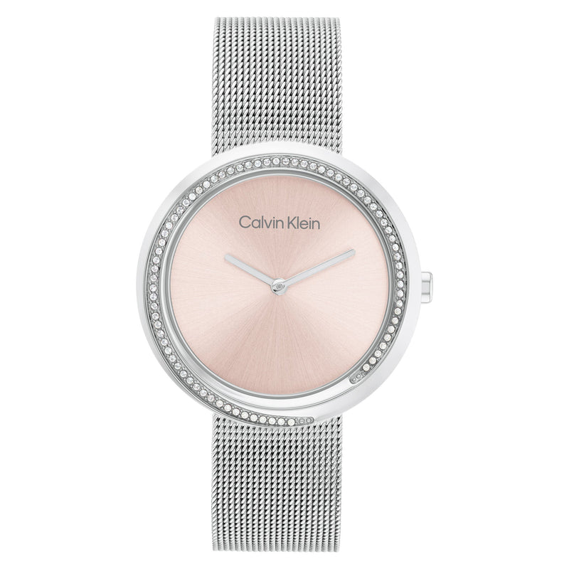 Calvin Klein Silver Mesh Blush Dial Women's Watch - 25200149