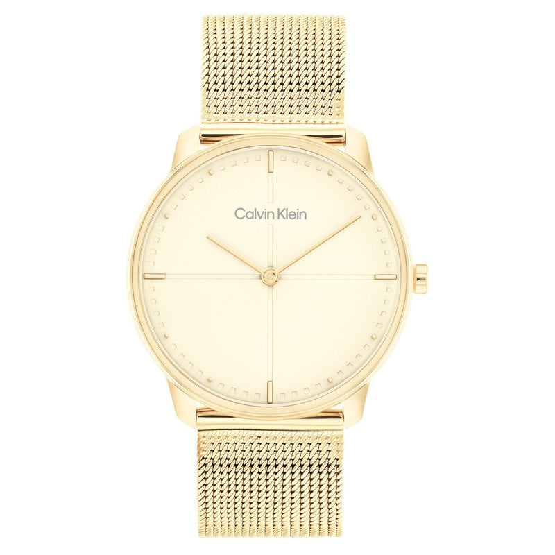 Calvin Klein Gold Mesh Champagne Dial Unisex Watch - 25200159