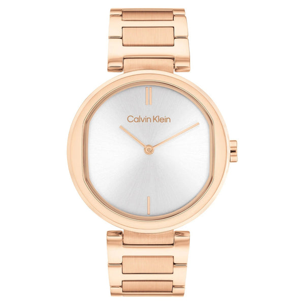 Calvin Klein Rose Gold Steel Silver Dial Slim Women's Watch - 25200253