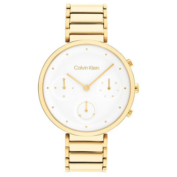 Calvin Klein Gold Steel White Dial Multi-function Women's Watch - 25200284