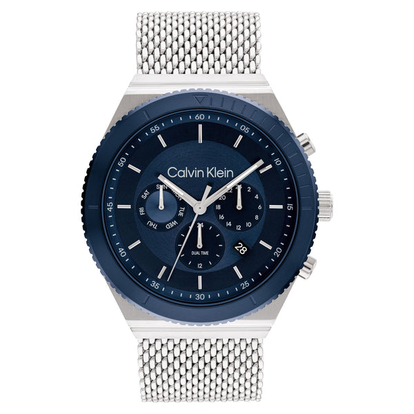 Calvin Klein Stainless Steel Blue Dial Multi-function Men's Watch - 25200305