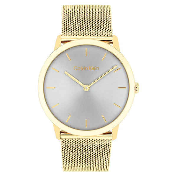 Calvin Klein Gold Steel Mesh Grey Dial Unisex Watch - 25300003