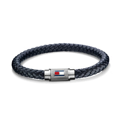 Tommy Hilfiger Jewellery Stainless Steel & Navy Leather Men's Rope Bracelet - 2701000