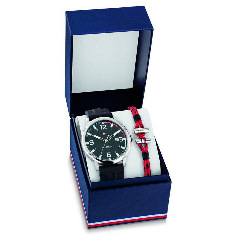 Tommy Hilfiger Black Silicone Band with Bracelet Men's Gift Set Watch - 2770139