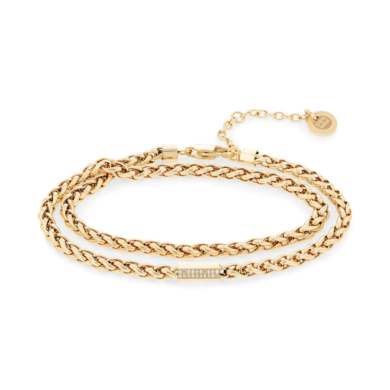 Tommy Hilfiger Jewellery Gold Steel & White Preciosa Women's Chain Bracelet - 2780876