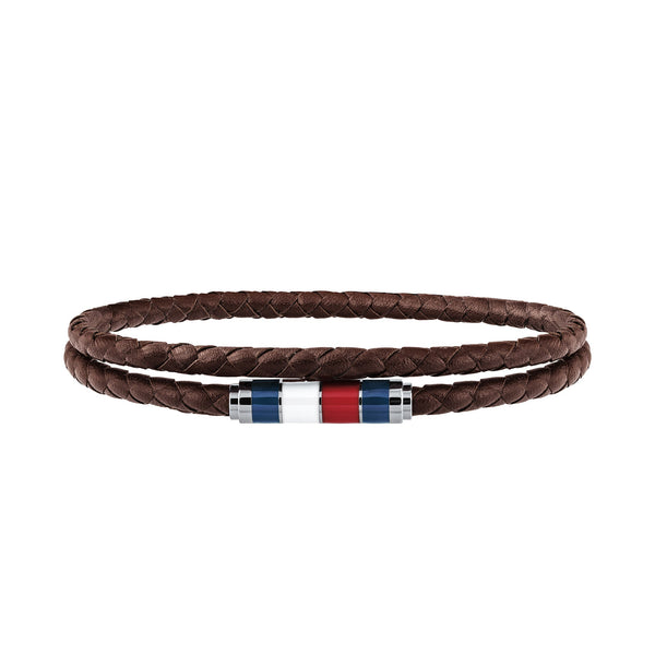 Tommy Hilfiger Jewellery Stainless Steel & Brown Leather Men's Bracelet - 2790055