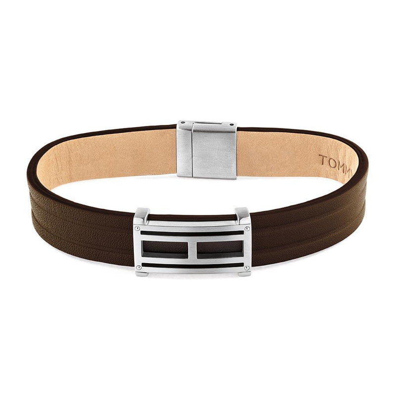 Tommy Hilfiger Stainless Steel & Brown Leather Men's Bracelet - 2790267L