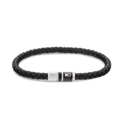 Tommy Hilfiger Jewellery Stainless Steel & Black Leather Men's Leather Bracelet - 2790293