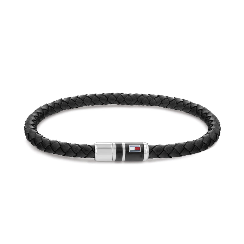 Tommy Hilfiger Jewellery Stainless Steel & Black Leather Men's Leather Bracelet - 2790293