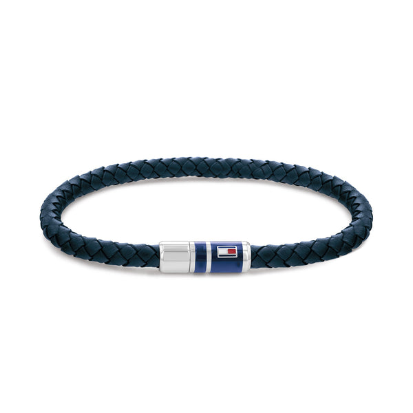 Tommy Hilfiger Jewellery Stainless Steel & Blue Leather Men's Bracelet - 2790294