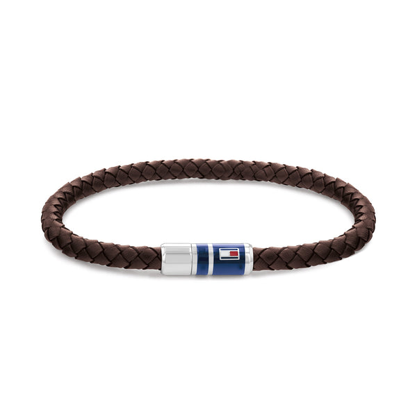 Tommy Hilfiger Jewellery Stainless Steel & Brown Leather Men's Bracelet - 2790295