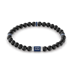 Tommy Hilfiger Jewellery Stainless Steel & Black Wood & Black Cord Men's Wood Bead Bracelet - 2790323