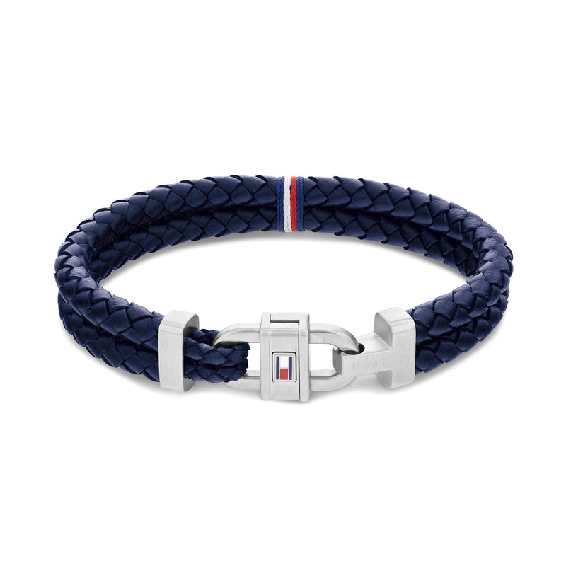 Tommy Hilfiger Jewellery Stainless Steel & Blue Leather & Multicolour Cord Men's Leather Bracelet - 2790362