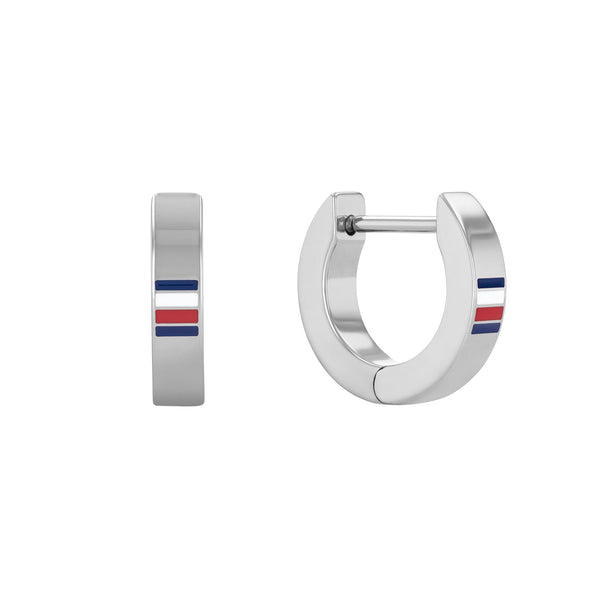 Tommy Hilfiger Jewellery Silver Steel Men's Hoop Earrings - 2790380