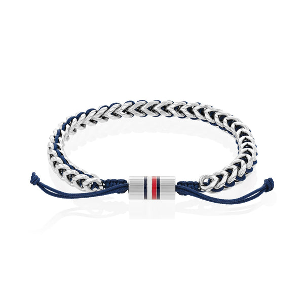 Tommy Hilfiger Jewellery Stainless Steel & Navy Nylon Cord Men's Rope Bracelet - 2790511