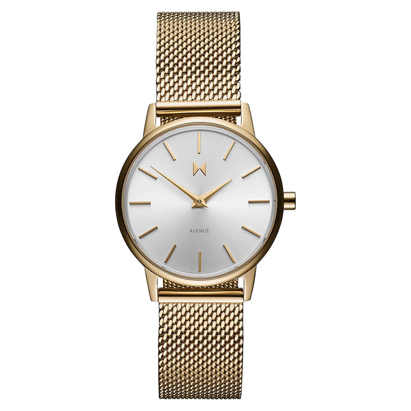 MVMT Gold Steel Mesh White Dial Women's Slim Watch - 28000114D