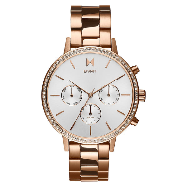 MVMT Rose Gold Steel White Dial Multi-function Women's Watch - 28000135D