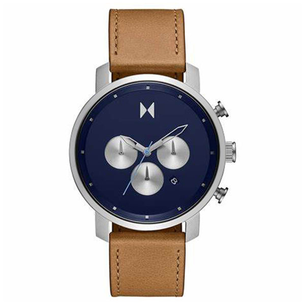 MVMT Brown Leather Blue Dial Chronograph Men's Watch - 28000288D