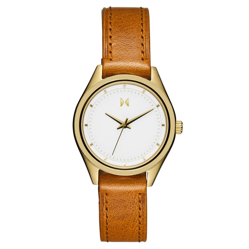 MVMT Tan Leather White Dial Women's Watch - 28000374D