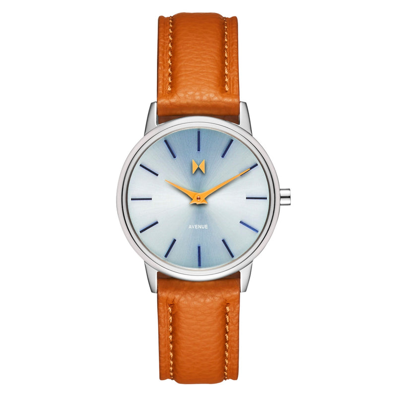 MVMT Tan Leather Light Blue Dial Women's Watch - 28000375D