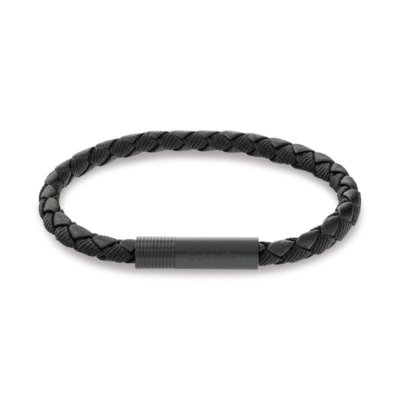 Calvin Klein Jewellery Black Steel & Leather Men's Bracelet - 35100025