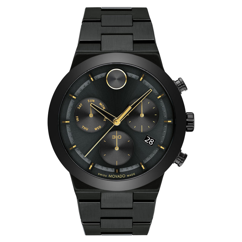 Movado Black Steel Black Dial Swiss Chronograph Men's Watch - 3600857