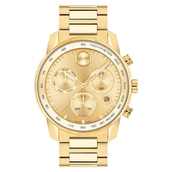 Movado Gold Steel Gold Dial Swiss Chronograph Men's Watch - 3600866