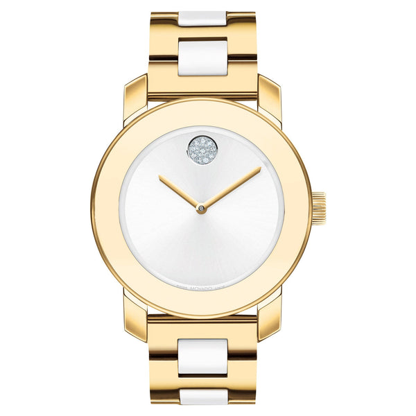 Movado Light Gold Steel White Ceramic Silver Dial Made Women s Swiss MGDL Distribution