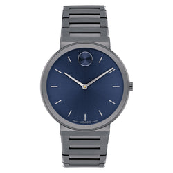 Movado Bold Ionic Plated Grey Steel Blue Dial Swiss Men's Watch - 3601076