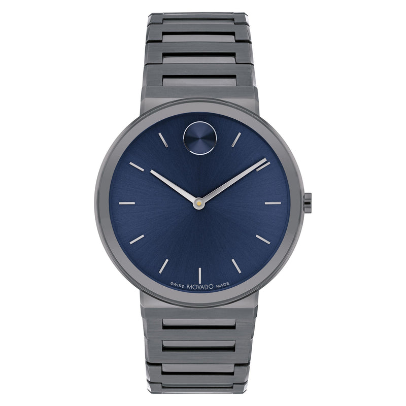 Movado Bold Ionic Plated Grey Steel Blue Dial Swiss Men's Watch - 3601076