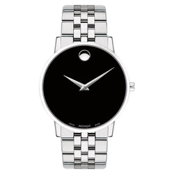 Movado Stainless Steel Black Dial Swiss Men's Watch - 607199